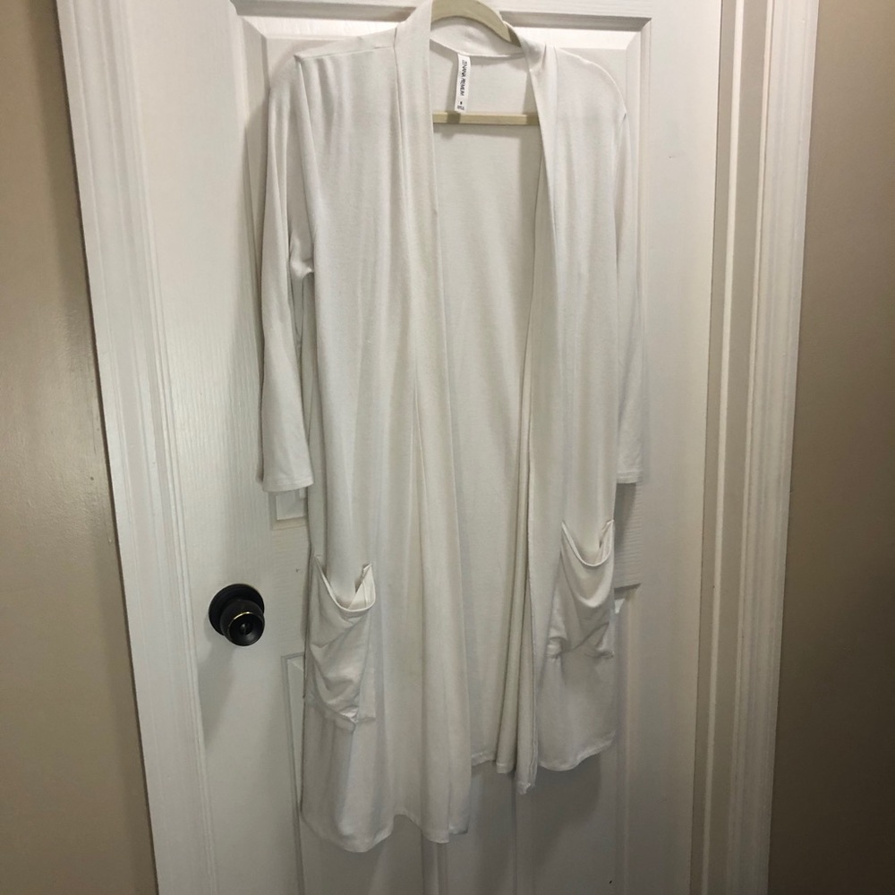 White duster sweater